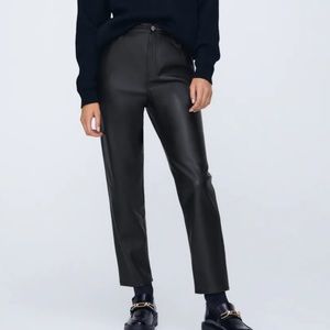 Black faux leather mom pants from Zara